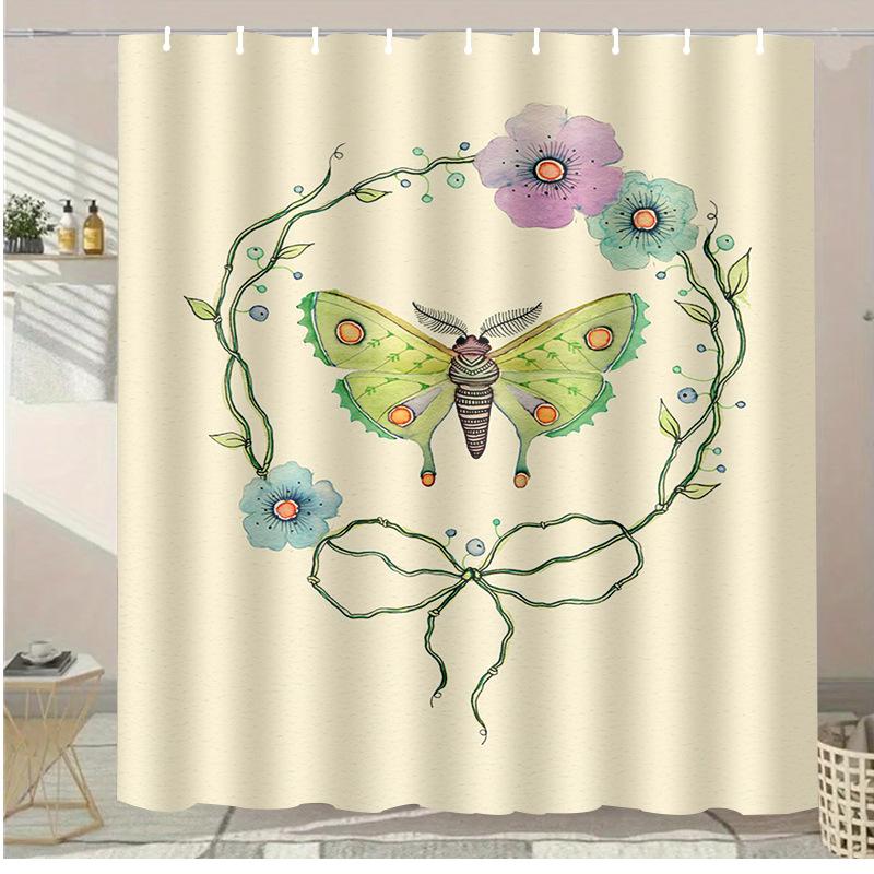 

Retro Flowers Washable Dirt-Resistant Shower Curtain Shower Head Waterproof Polyester Bath Curtain For Home Decor Accessories W60H190(CM)-1 Pcs