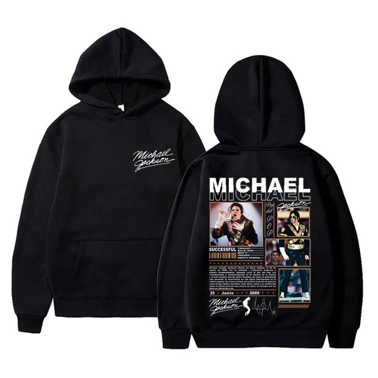 Felpa con cappuccio grafica Michajackson Re del Pop Uomo Donna Vintage Gotico Rock Felpa Uomo Hip Hop Punk Felpe con cappuccio oversize
