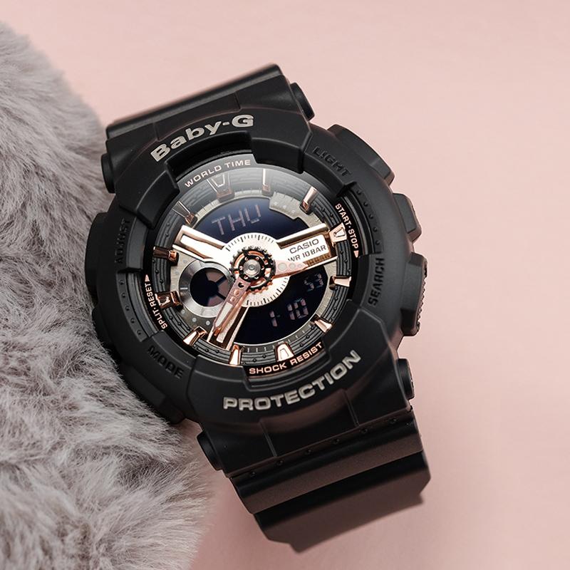 CASIO Women's BABY-G Black Watch BA-110RG-1A BA-110RG-1A