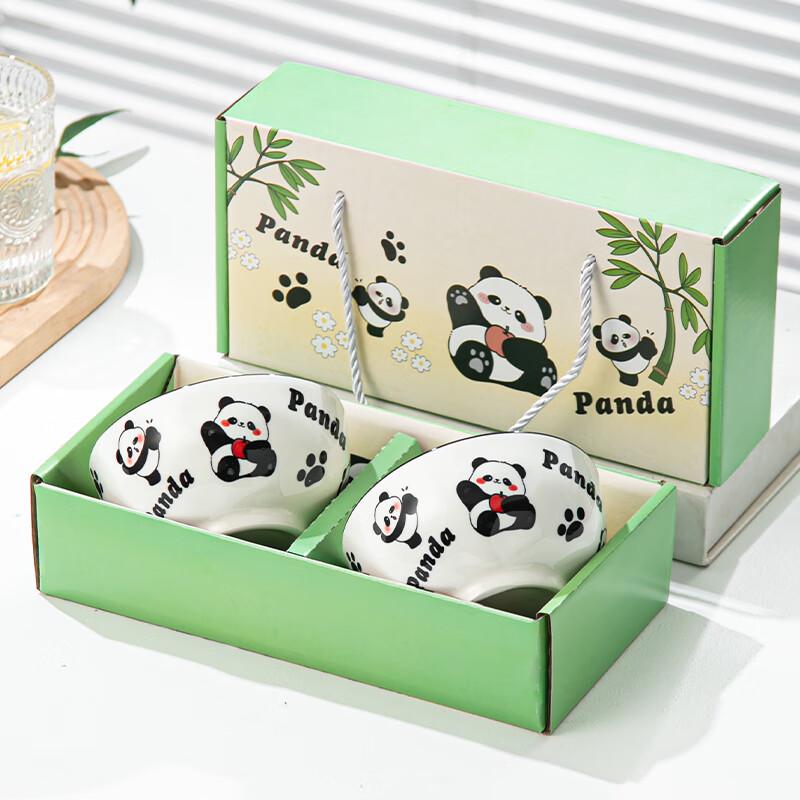Panda Blue & White Ceramic Bowl & Chopstick Gift Set
