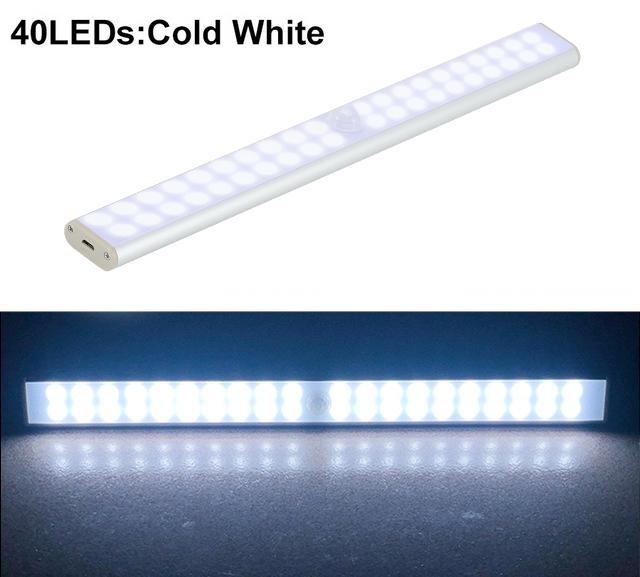 24/40/60 LED USB Rechargeable Under Cabinet Light Wireless Motion Sensor Closet Light Magnetic Strip Kitchen Night Lamp For Room