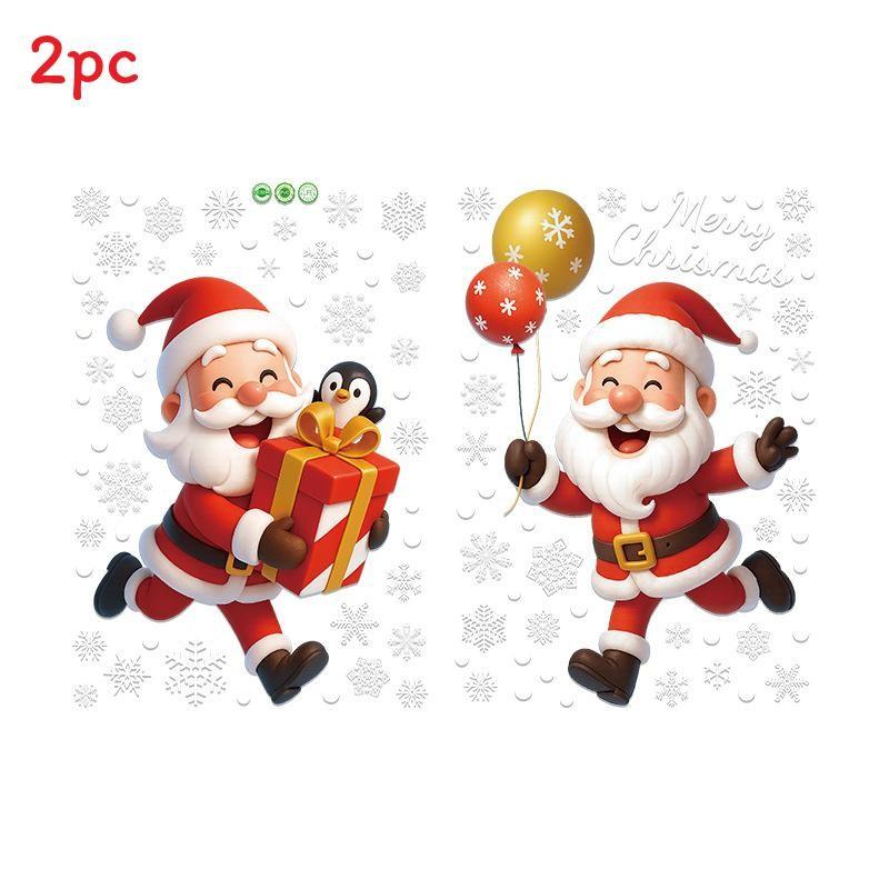 Festive Static Window Decals With Santa Snowman Snowflakes For Christmas Decor