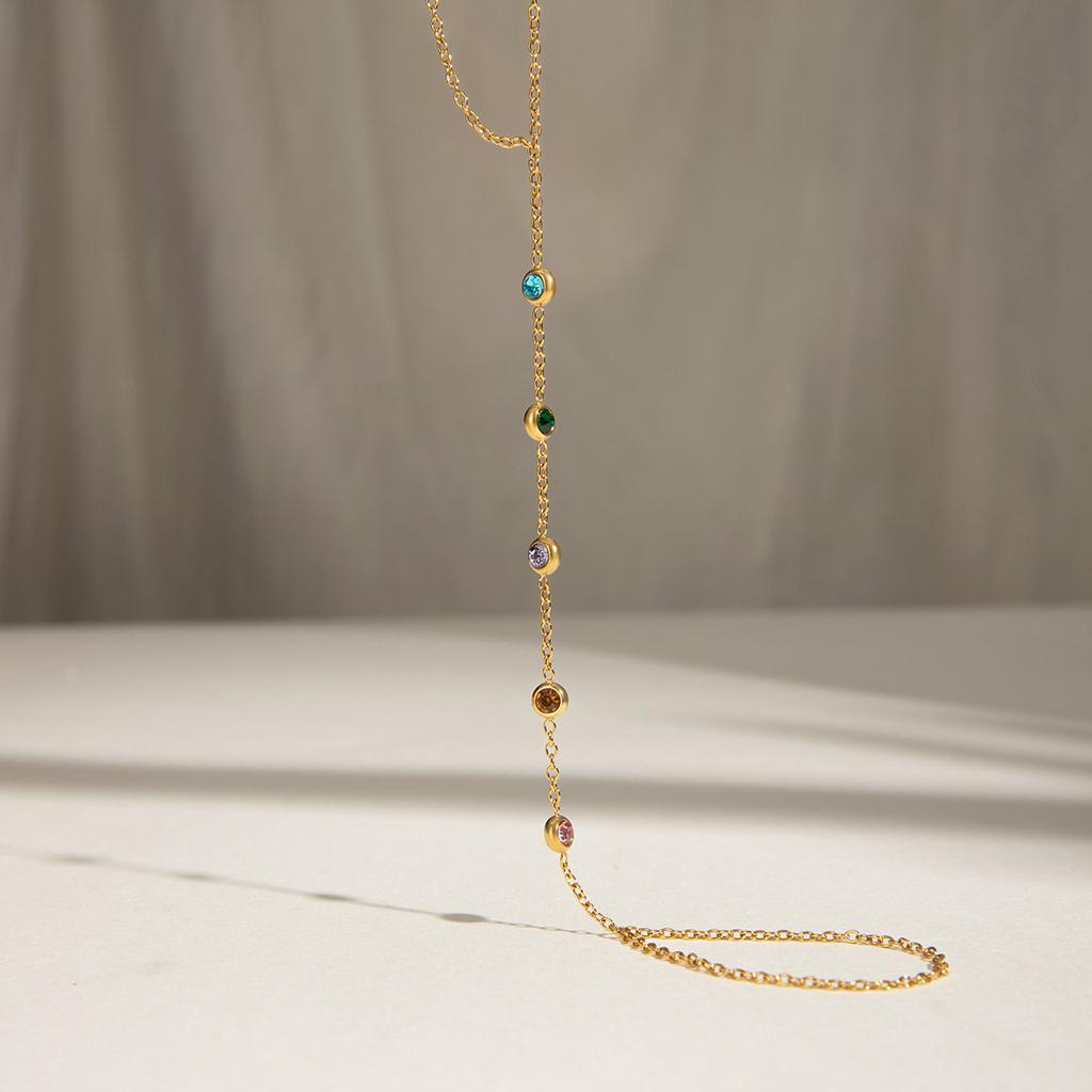  Ocean Series 18K Golden PVD Cuff Finger Chain Bracelet Stainless Steel High Quality PVD Plated Finger Jewelry Gift