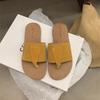 Fashion Vintage Casual Flip-Flops Women's Outer Wear 2025 Summer New Leather Soft Bottom Flat Roman Sandals
