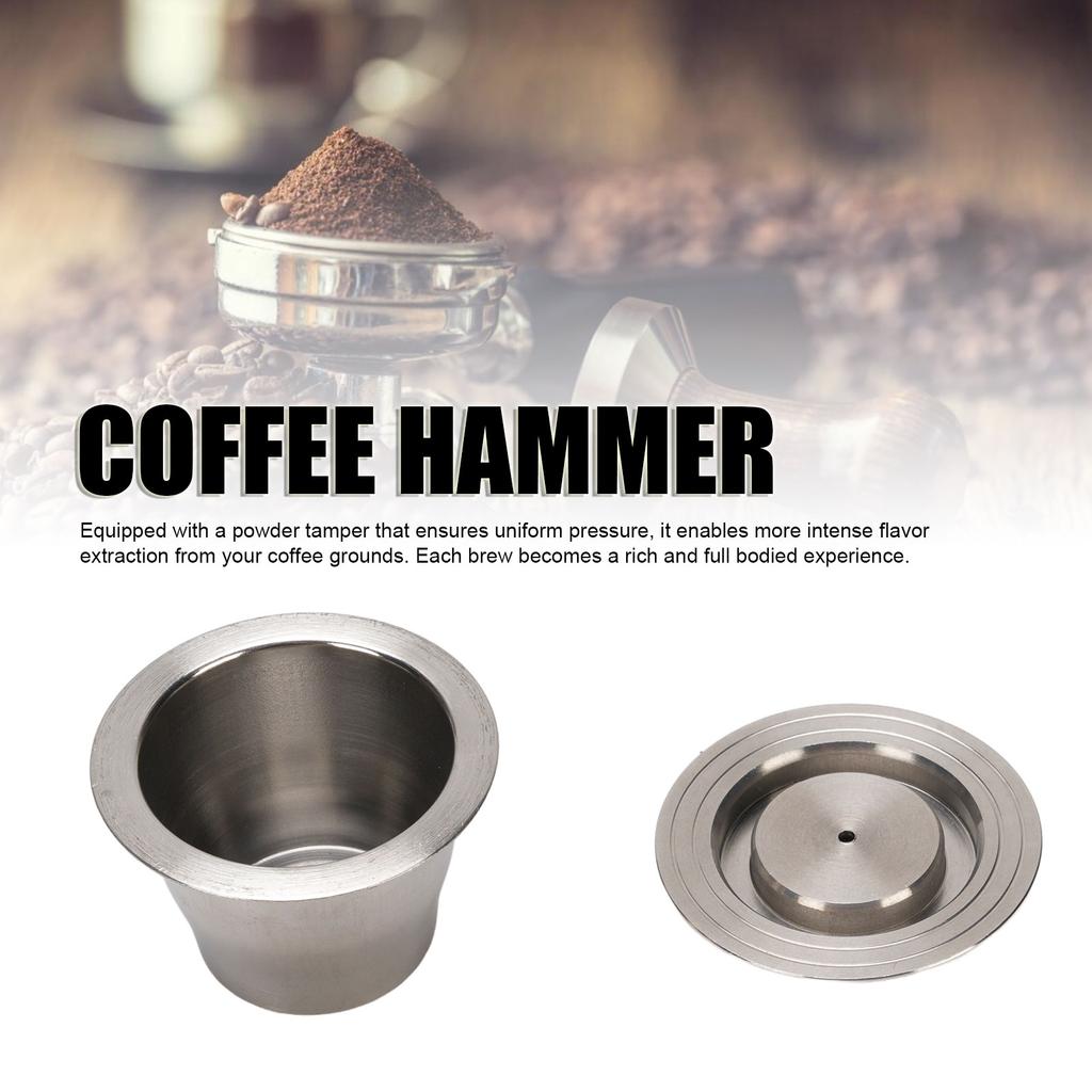 Coffee Capsule Refill Kit Stainless Steel Reusable Coffee Capsule Hammer Spoon Brush for Coffee Machine