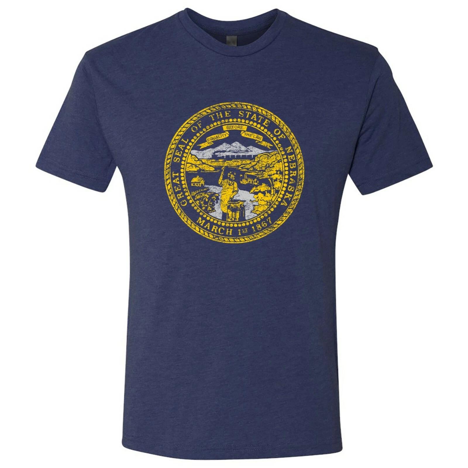 Nebraska Flag State Pride Hometown Triblend Mens T-Shirt - Vintage Navy M