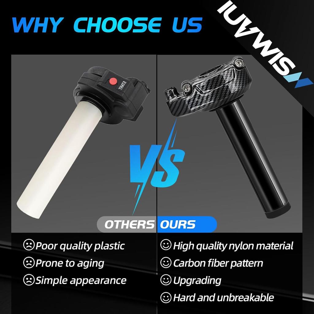 Electric Dirt Bike Throttle for Surron Eride Pro, Twist Handle Throttle Cable for Sur Ron LBX E-Ride Pro SR S SS 2.0 3.0 Imitation Carbon Fiber