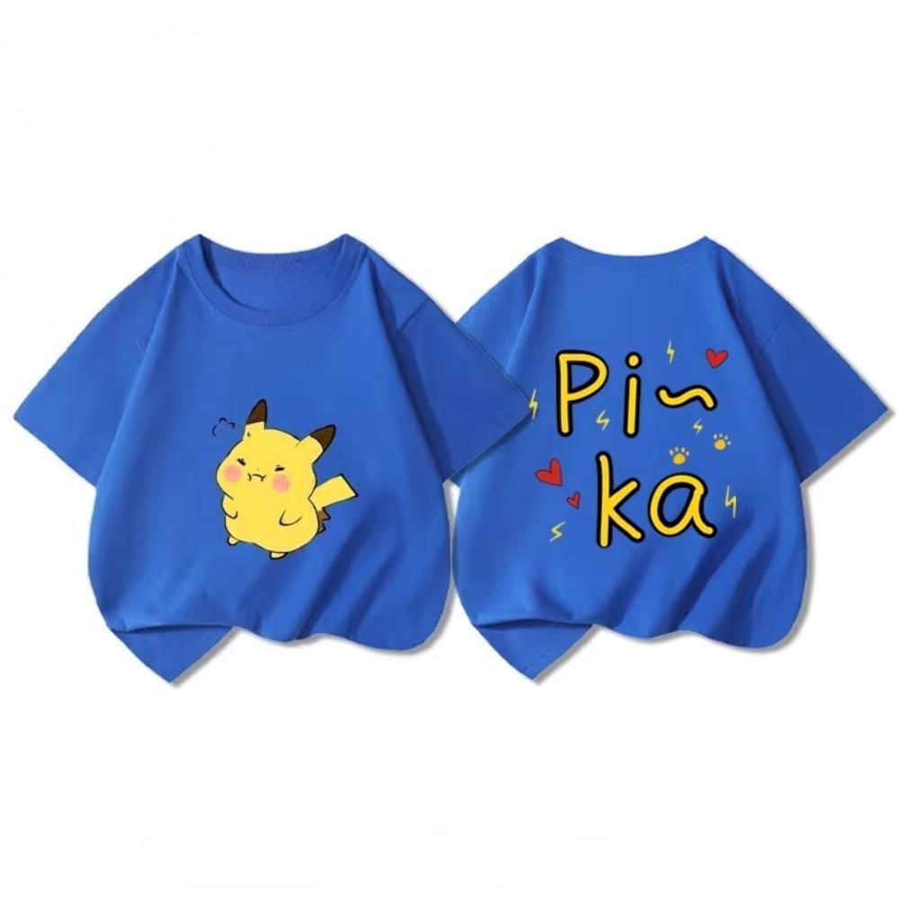 

Summer new Pikachu printed children s T-shirt, boys and girls, comfortable and breathable children s T-shirt 110
