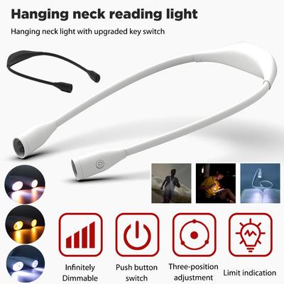 LED Buchlampe USB Wiederaufladbare Umhängelampen Lese-Tischlampen für Nachtsport Freihändig Stufenloses Dimmen Taschenlampe