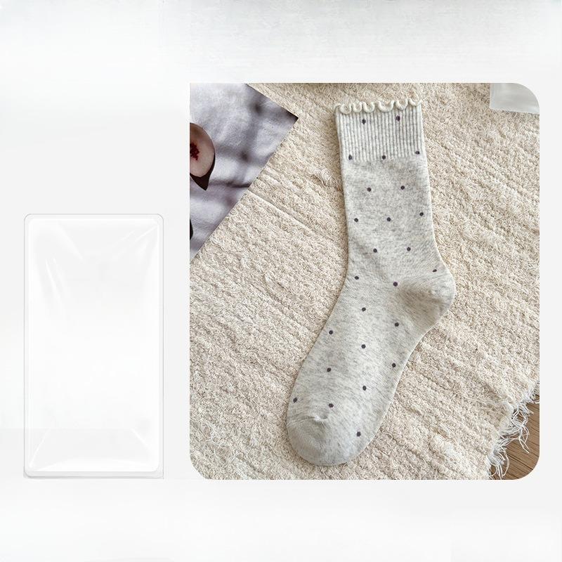 Female Spring and Summer Point Wooden Ear Edge Comfortable Month Son Tube Pile Socks