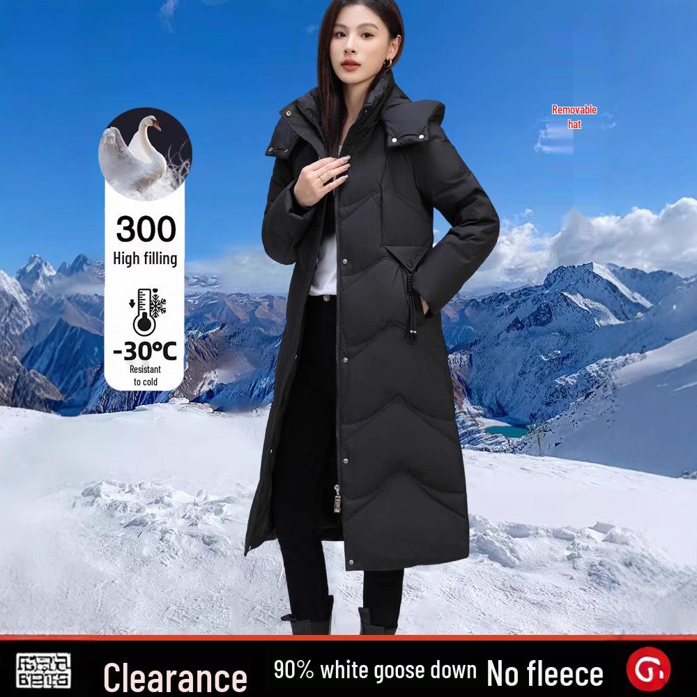 

Genuine Women s Long Winter Down Jacket, 2024 New, Thick, 90% White Goose Down 3XL