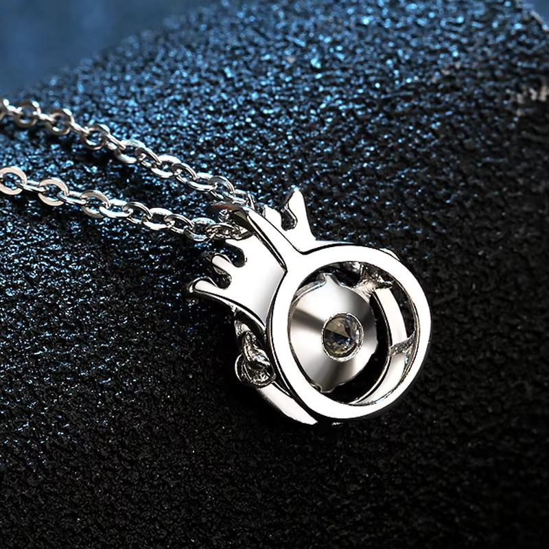 Mo Sangshi Fashion S925 Sterling Silver Necklace Smart Crown Beating Heart Qixi Valentine's Day Gift Wedding