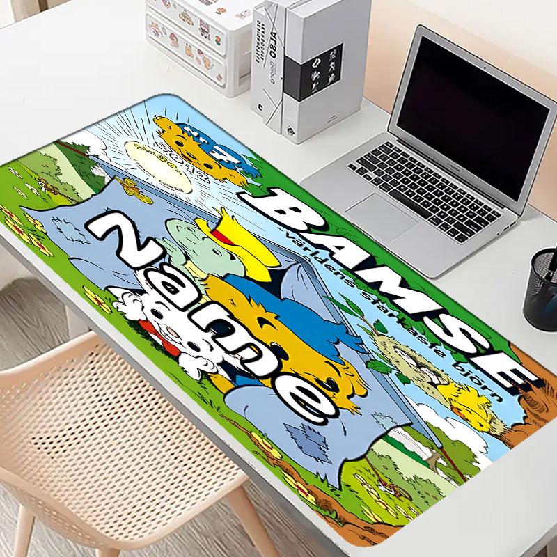 Custom Name Personalized Bamse Pattern Mousepad, Laptop PC Desk Mat, Decorative Desk Mat for Home Keyboard Pad Gift