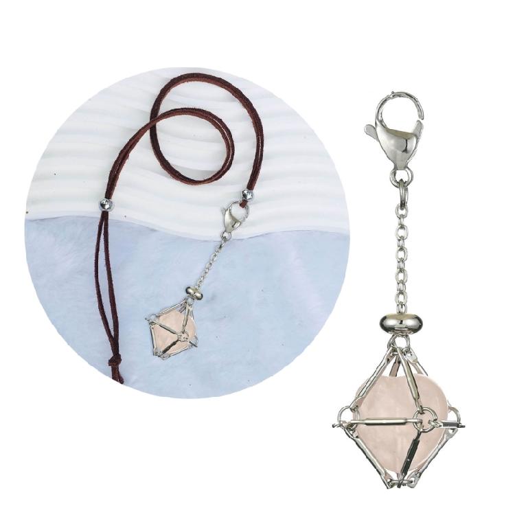 Practical Mesh Bag Keychain Delicate Stone Pendant Key Rings Charm Decorations