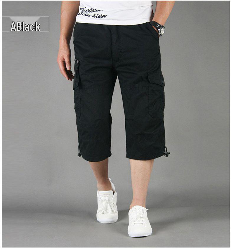 Men's Multi-Pocket Loose Fit Cropped Overalls - Mid-Length Lightweight Outdoor Casual Shorts
