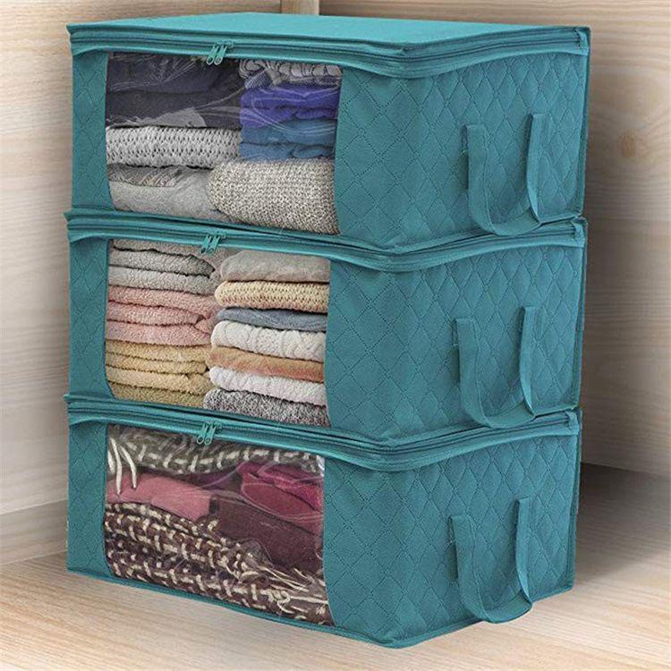 3Pcs Clothing Wardrobe Organizer Bag Clothes Blanket Quilt Closet Box Bag Home Foldable Storage