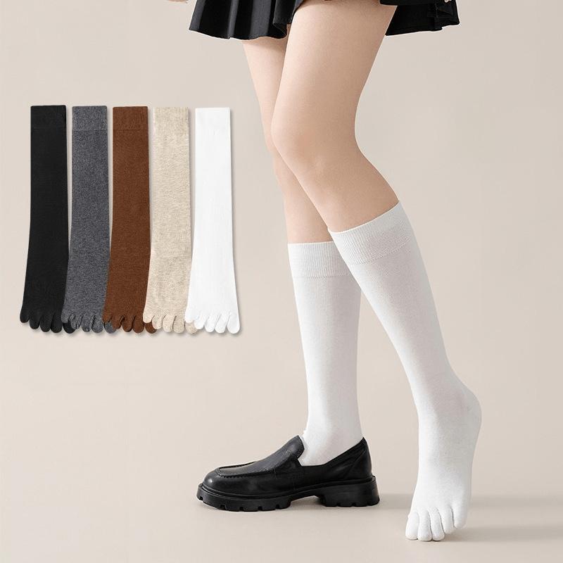 1 Paar Damen Fünf-Zehen-Geteilte Zehen Kompressionssocken - Elastisch Wadenlänge Geeignet für JK-Röcke, College-Uniformen, Kurze Kleider, Kleidersocken