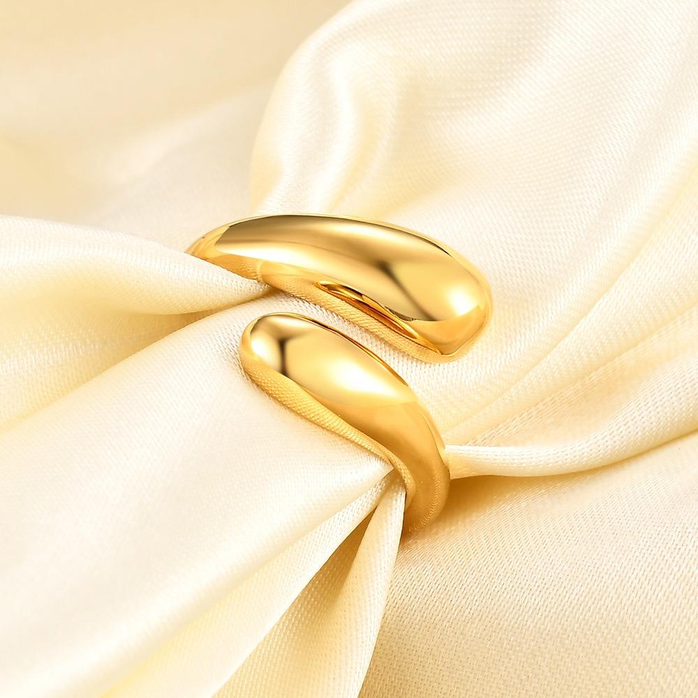 Unique 17MM Titanium Steel Ring Geometric Open Design Smooth Finish Unisex Irregular Statement Jewelry