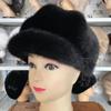 Winter Women Caps Natural Mink Fur Hat Small Visor Solid Winter Outdoor Warm Full Pelt Whole Skin Russian Military Hat Army Cap