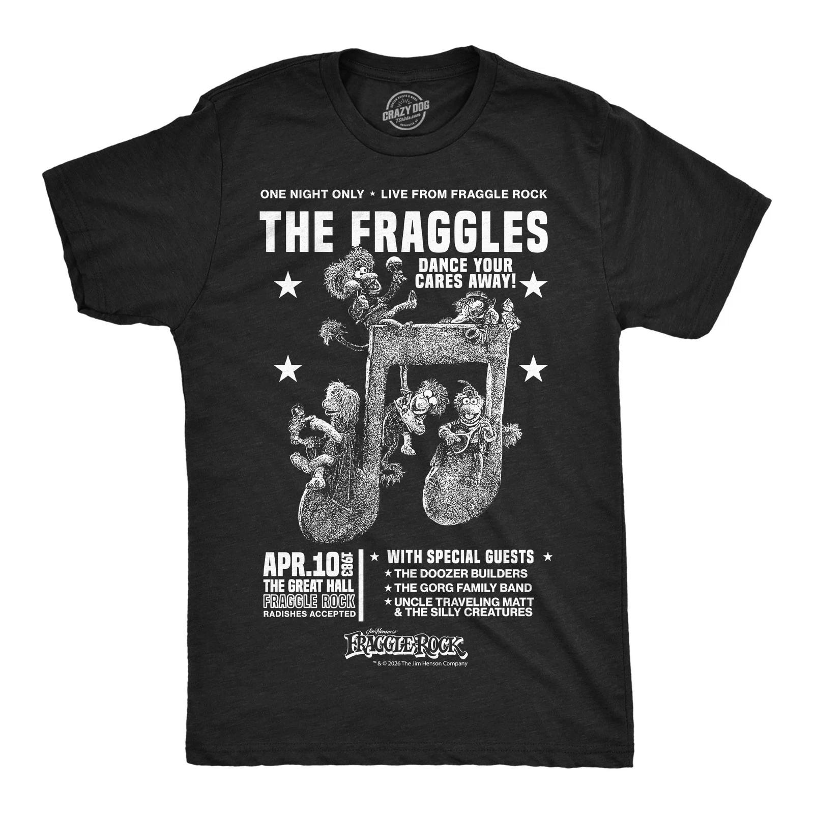 Mens Funny The Fraggles Concert Poster T Shirt Jim Henson s Fraggle Rock Tee For M