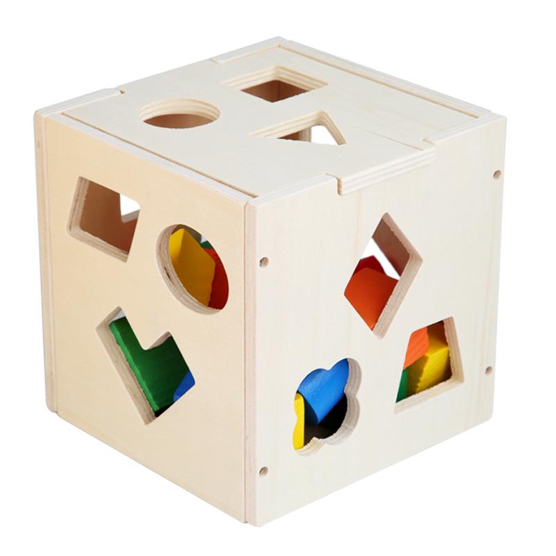 Wooden Shape Sorting Intelligence Box - 3D Geometric Blocks for Early Education & Parent-Child Interaction