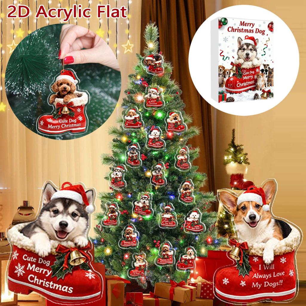 Christmas Dog Advent Calendar 24 Dog Themed Christmas Ornaments Holiday Countdown Calendar Dogs Wearing Red Shoes Perfect For Pet Lovers, Pet Owners