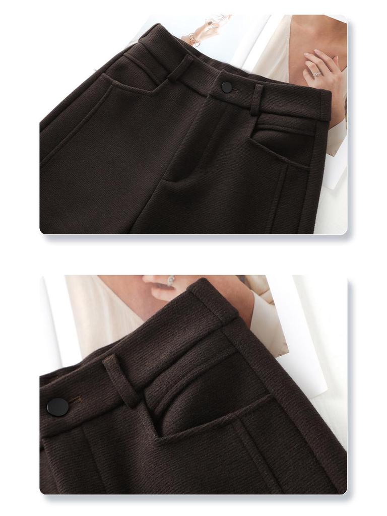 Women's 2024 Autumn/Winter Grey Wool Straight Leg Loose Scimitar Pants