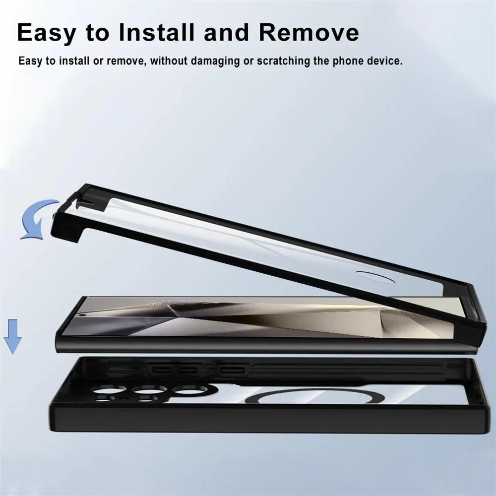 360° plně nárazuvzdorné průhledné pouzdro Magsafe pro Samsung Galaxy S24 S23 S22 Ultra Plus S21 S23FE