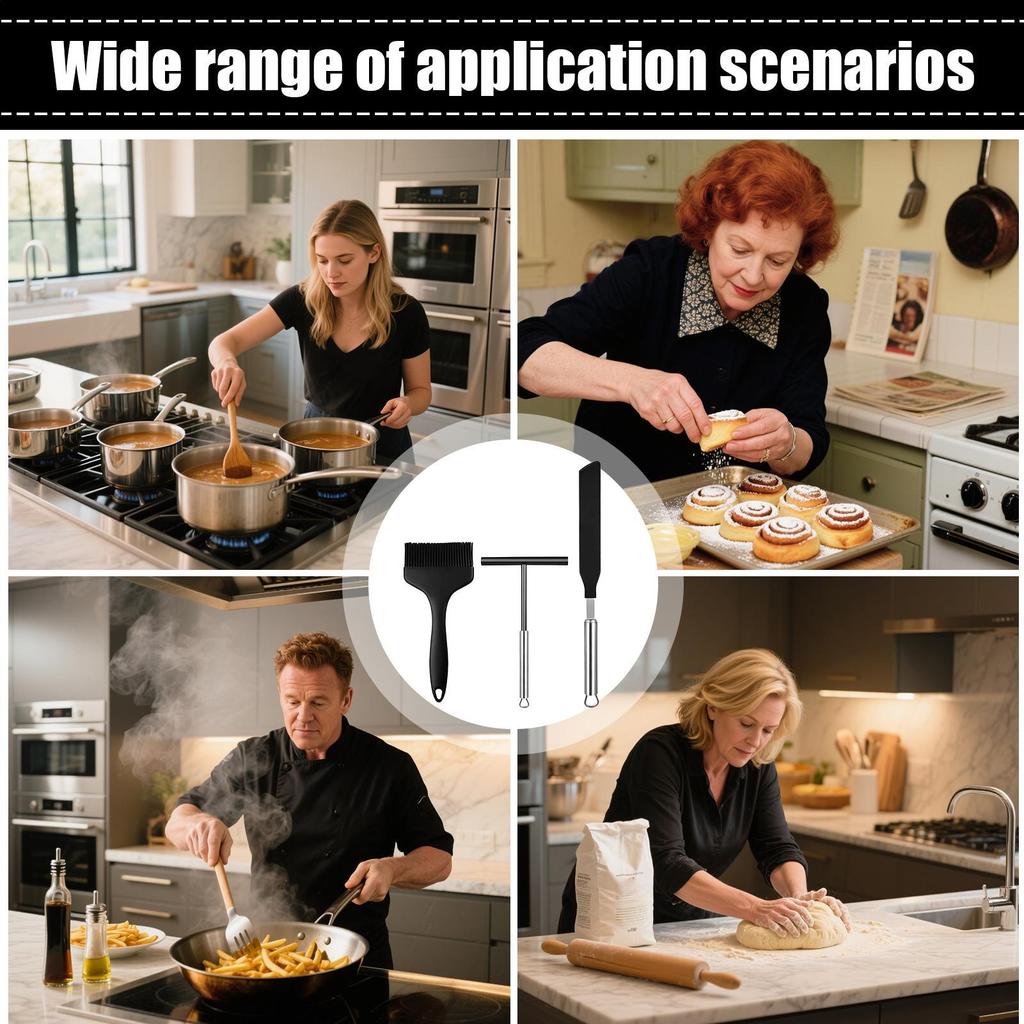 Étaleur à Crêpes 3 Pièces Outil en Silicone pour Pâte à Pancakes Outils de Cuisson Résistants à la Chaleur Pour Frire Saisir Débutants Boulangerie