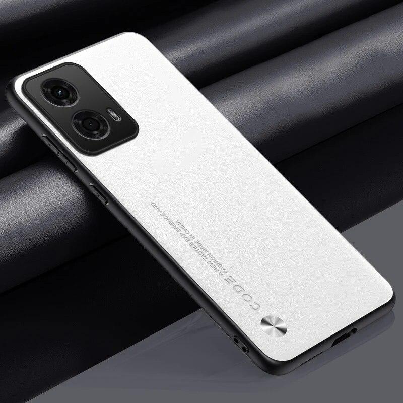 Luxury Plain PU Leather Case For Motorola G24 Back Cover Matte Silicone Full Protection Phone Case For Motorola Moto G24 4G G84 G54