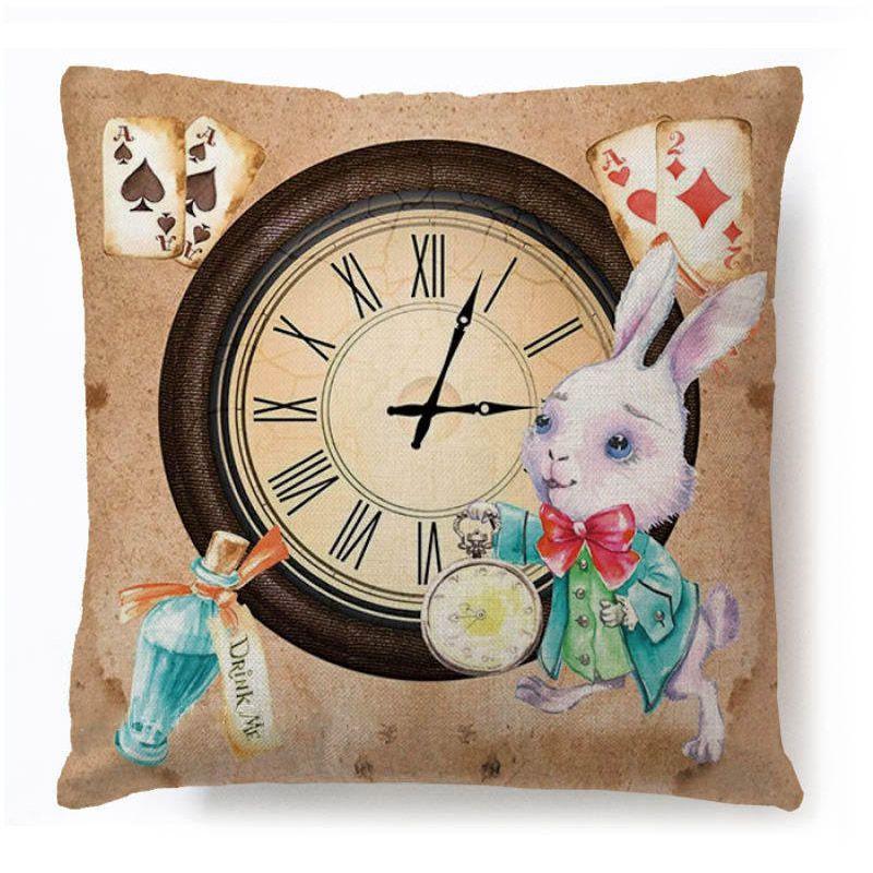 Cotton Linen Alice In Wonderland Pillow Case For A Charming Decor**