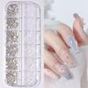 12Grids/Box Flat Back Nail Art Rhinestone 3D Effect Faux Pearl Style Round Glitters DIY Nail Rhinestones