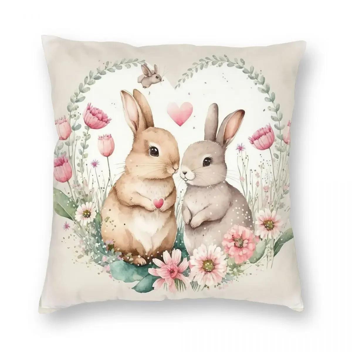 

Зайчик Пасхальные Яйца Цветы Наволочка Принтованная Ткань Наволочка Декоративная Наволочка Чехол Домашний На молнии 66x66cm бежевый