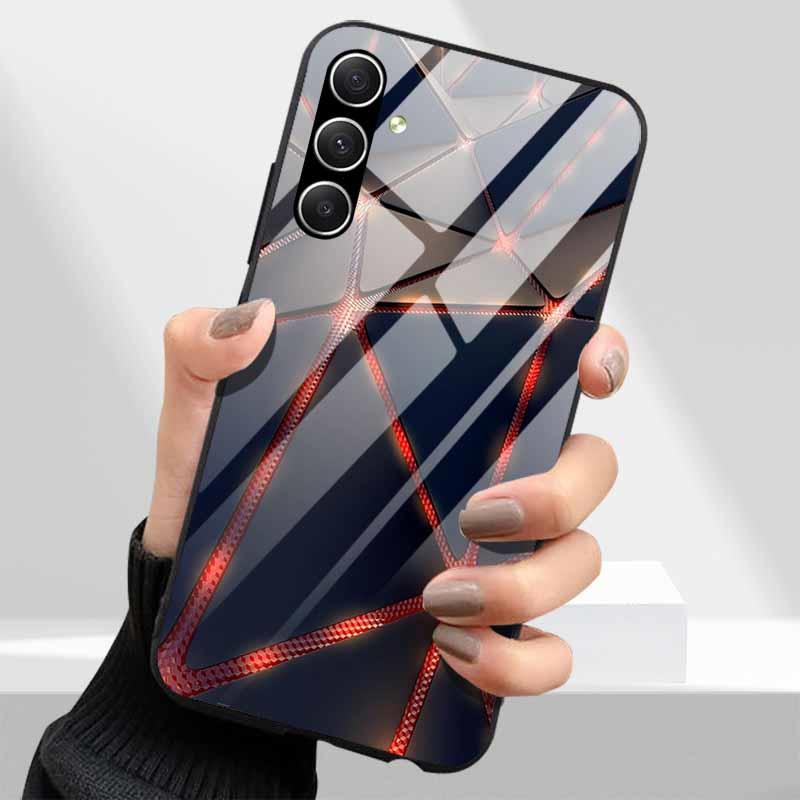 Tempered Glass Phone Cases for Samsung Galaxy A54 A14 A24 A34 Cover Hard PC Back Shell For M54 A15 A25 A55 5G A04s M23 M52 A 54