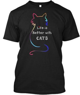 Cat Life Is Better T-Shirt Made In the USA Size S To 5XL