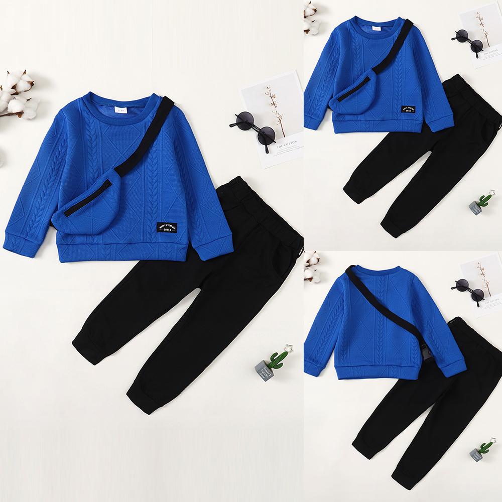 

Детские толстовки с длинными рукавами для маленьких мальчиков, топы + брюки + сумки, спортивные костюмы, комплекты одежды