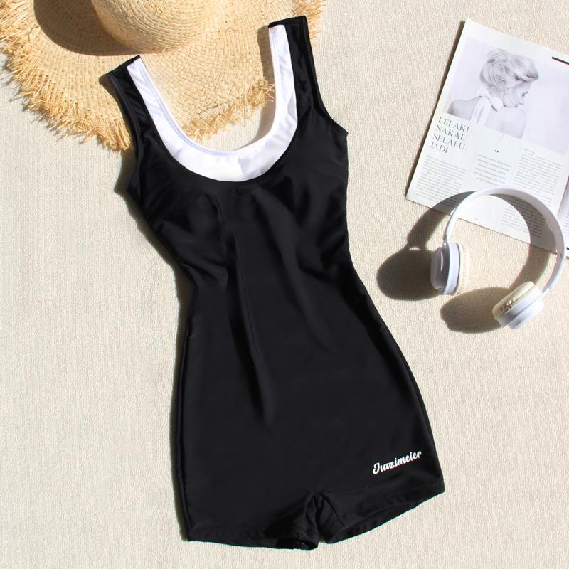 Korean Style Women s One-Piece Racing Swimsuit - Slimming, Conservative, Tummy-Covering for Training and Hot Springs. Extra Large