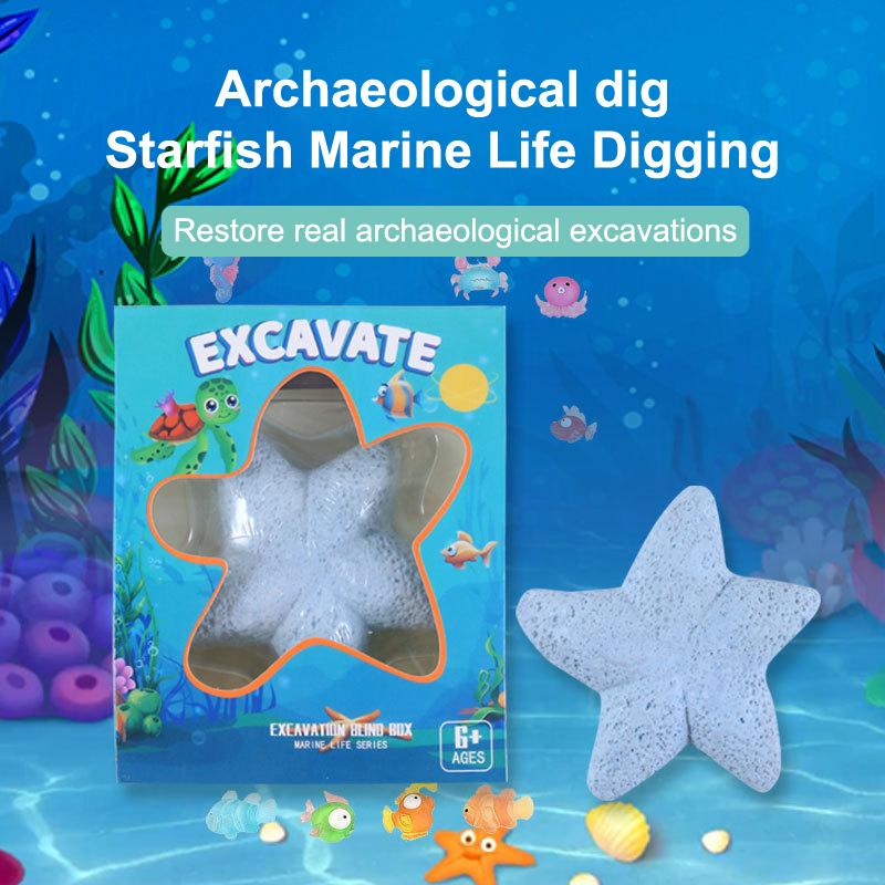 Starfish Marine Life Gemstone Dig Kit Archaeological Excavation Toy Children Science Kit Handmade Toys For Boy Girl Gifts