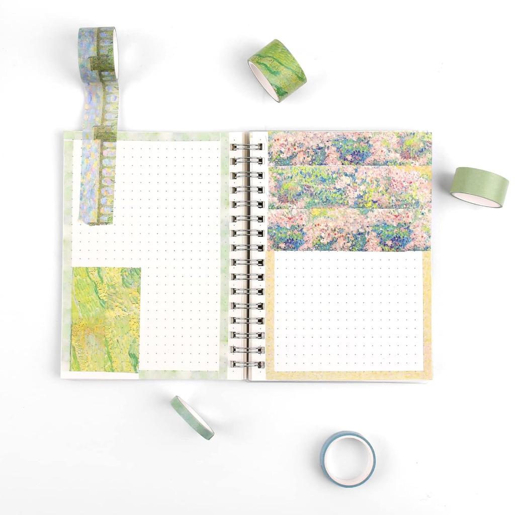 Floral Green Washi Tape Set, 20 Rolls Cute Seasonal Masking Tape Aesthetic Journaling Supplies for Planner Scrapbooking Calendar Card Making