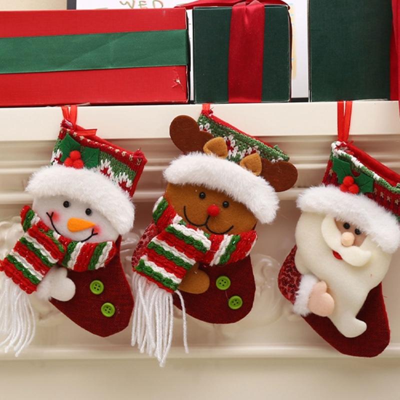 Christmas Stocking Christmas Decorations Goodie Bag Gift Fireplaces Xmases Tree Stocking Ornament for Holiday Family