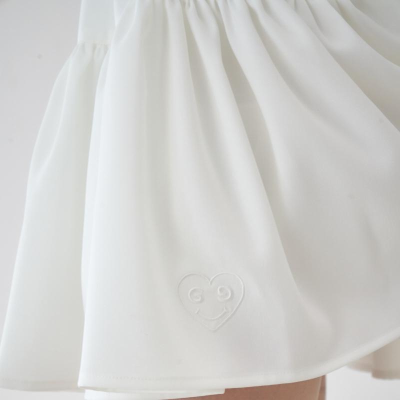Goxo Double Flare Skirt Smile Heart White