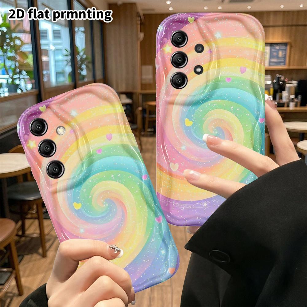 Phone Case: 2D Flat Samsung Galaxy A34 A35 M05 M06 S20 S22 S21 FE Plus 5G Protective Case, Candy Swirl, Christmas and Halloween Gifts