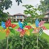 3D Flower Colorful Windmill String Mounted Bird Repeller Spinning Outdoor Pinwheel  Garden Yard