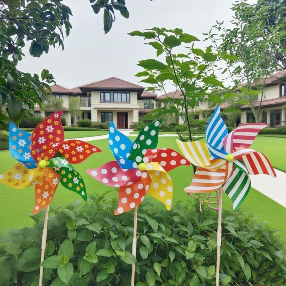 3D Flower Colorful Windmill String Mounted Bird Repeller Spinning Outdoor Pinwheel  Garden Yard