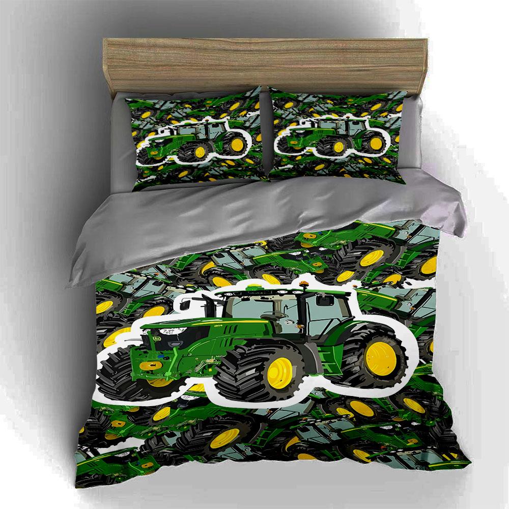 Green Tractor Design Bedding, Duvet Cover Sets, Duvet Covers, Pillowcases, Birthday Gifts (1 * Duvet Cover 2 * Pillowcases, Without Duvet Insert)