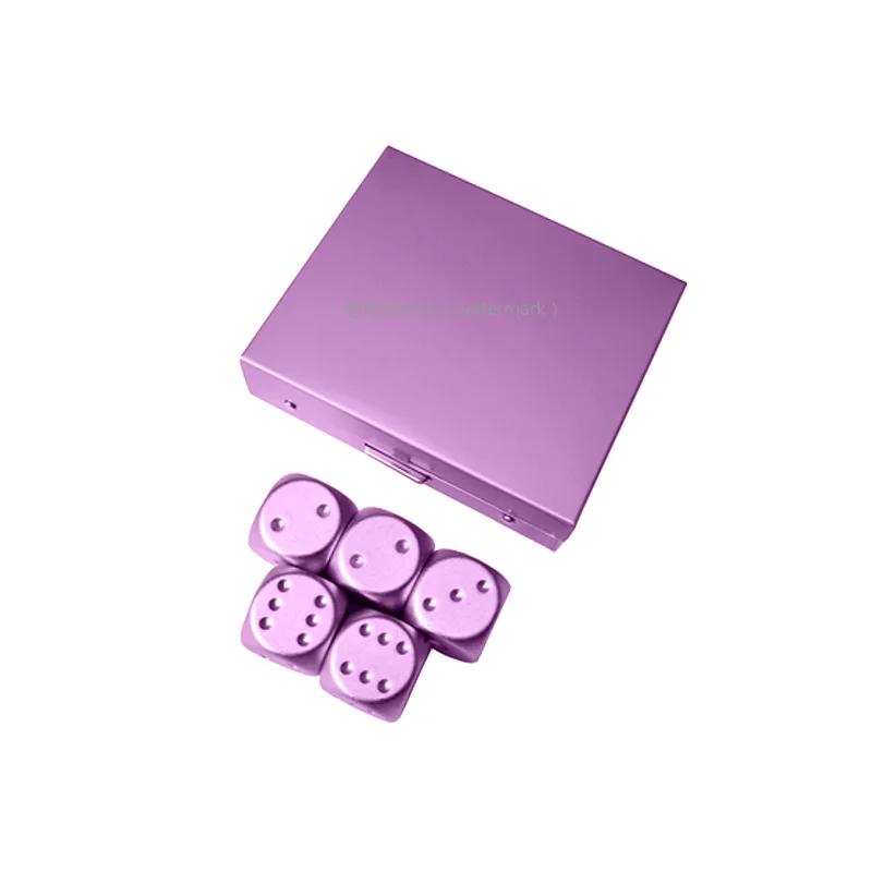 5 in1 Metal Dices with Precision Aluminum Alloy for Poker Party Game Rounded Corners Dice Set Toy Portable Dice Boyfriend Gift