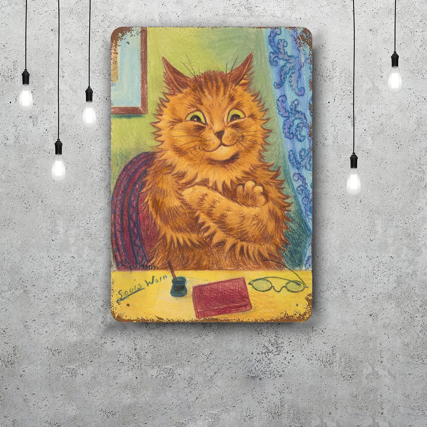 

louis wain painter Decor Vintage Metal Signs Tin Signs Captain Poster Decor for Bar Pub Club Man Cave Wall Decoration 20x30cm（7.8x11.8inch）