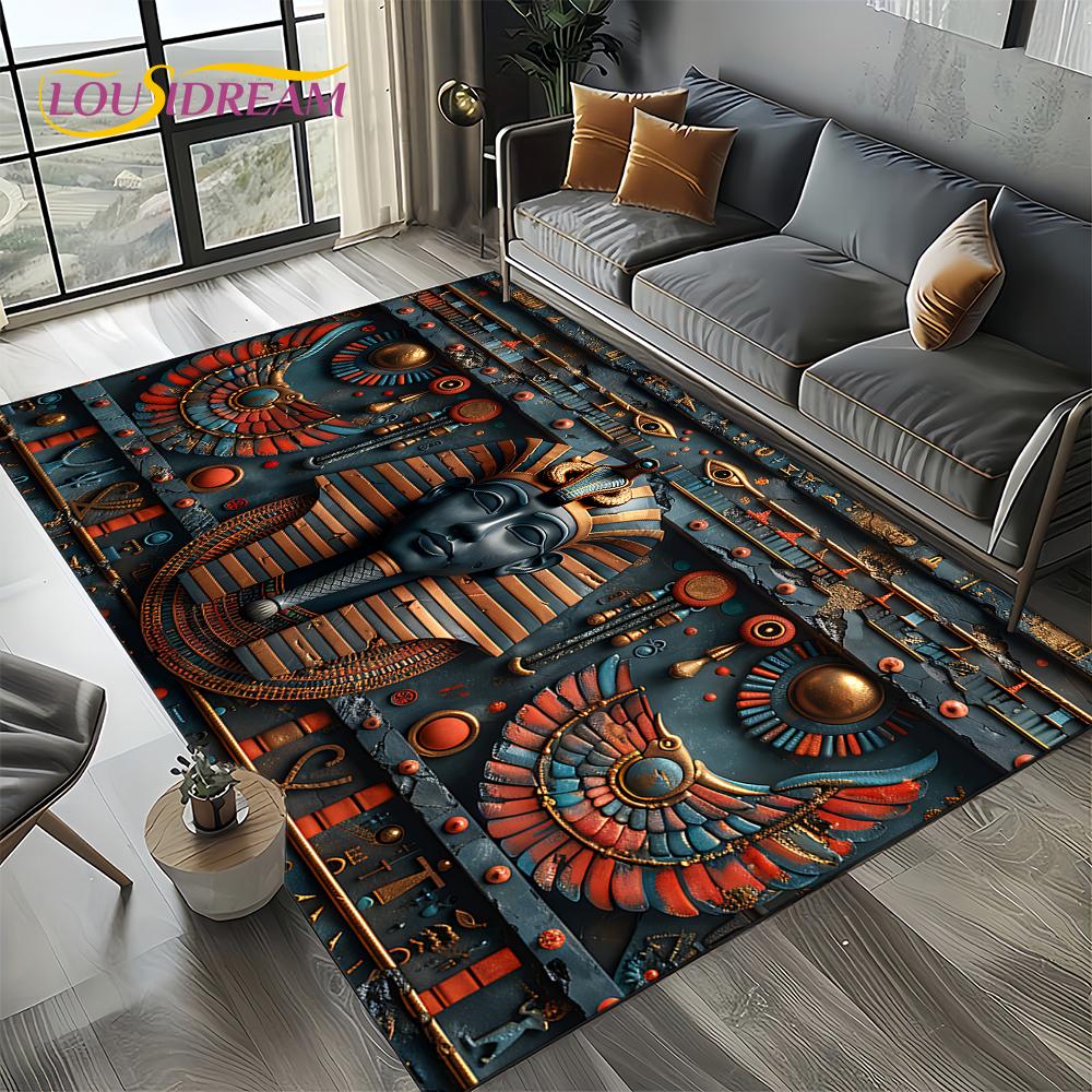 2025 Ancient Egypt Death Anubis Pharaoh Horus Mythology Carpet Rug for Living Room Bedroom Home Sofa,Area Rug Non-slip Floor Mat