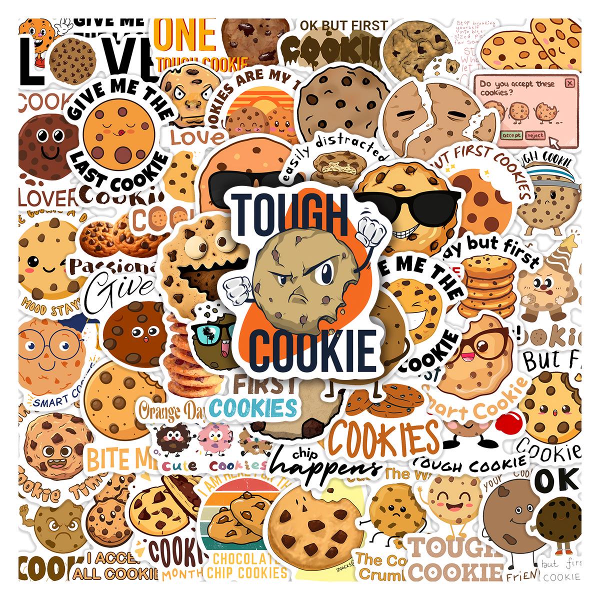 50 Funny Biscuit-Themed Waterproof Stickers for Kids Scrapbooking & Notebooks - Cute Decorative & Creative Designs