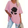 Camiseta para Mujer Verano Talla Grande Manga Corta Color Sólido Cuello Redondo Casual Elástica Ajuste Holgado Camiseta